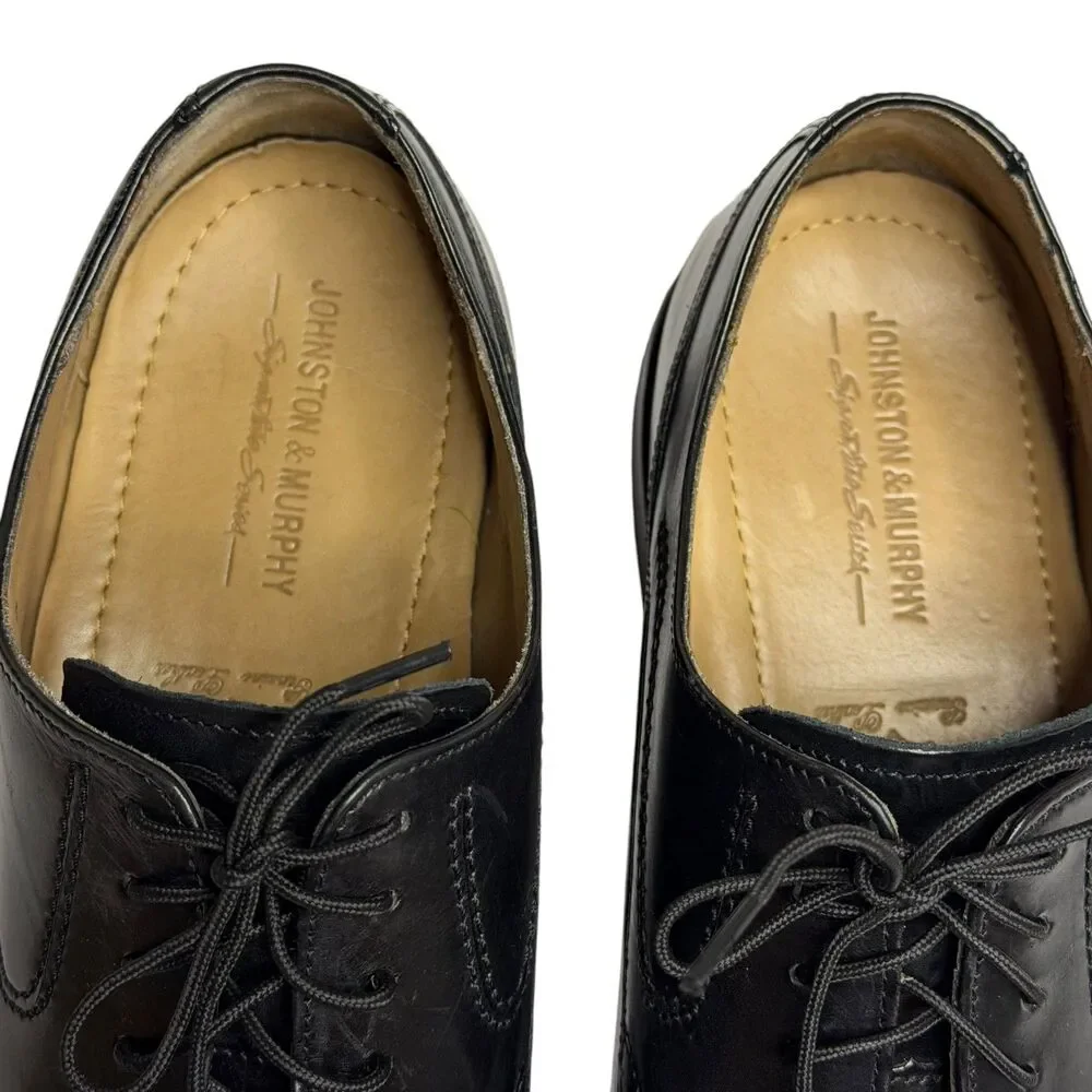 Johnston & Murphy Stratton Cap Toe Calf Skin Oxford Brogue Shoe Black 11.5